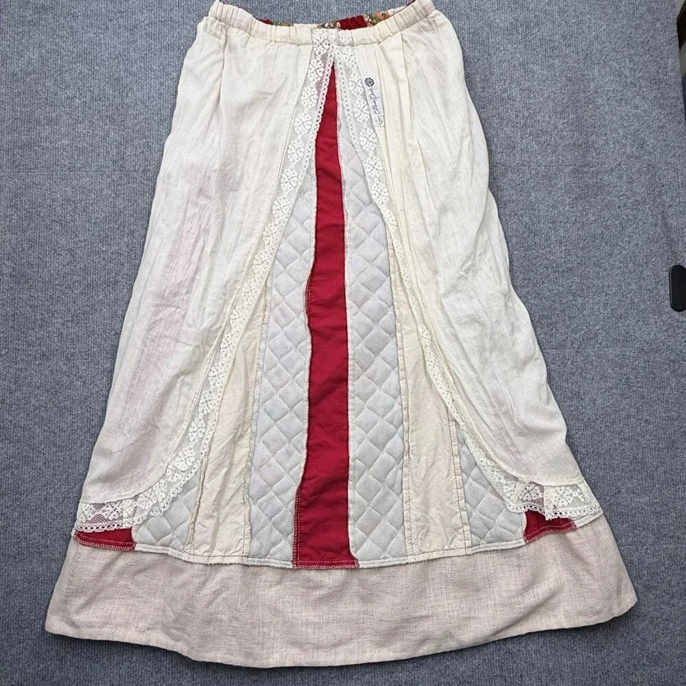 VTG 70s Chessa Davis Velvet Lace Cottagecore Prairie Maxi Skirt Holiday Size M? - Picture 7 of 15